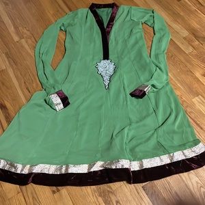 Olive green salwar kameez , Indian dress in olive green